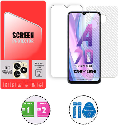 SOMTONE Front and Back Tempered Glass for itel A70 4G (1 FREE CAMERA LENS) WITH FRONTBACK SCREEN PROTECTOR(Pack of 1)