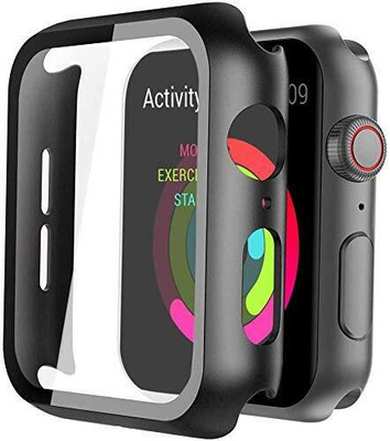 Skymac Front and Back Tempered Glass for Protective Case Compatible Apple Watch Series |Series 4 Series 5 Series 6 Series 7 Screen| Protector Overall Protective Case TPU HD Clear Ultra-Thin Cover screen protector ( 44MM-Black )(Pack of 1)