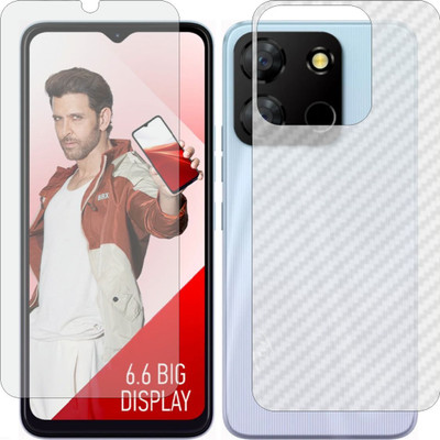Fasheen Front and Back Tempered Glass for Itel A60 (Matte Front & Carbon Fiber Skin for Back)(Pack of 2)