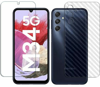 AHWAVEEDA Front and Back Tempered Glass for SAMSUNG GALAXY M34 5G FRONT AND BACK TEMPERED GLASS(Pack of 2)