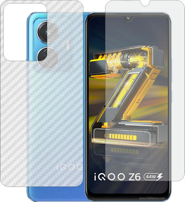 Fasheen Front and Back Tempered Glass for IQOO Z6 44W (Front Matte Finish & Back 3d Carbon Fiber)(Pack of 2)