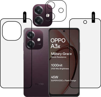 MOBKAVACH Front and Back Tempered Glass for OPPO A3X 5G WITH CAMERA LENS PROTECTOR(Pack of 3)