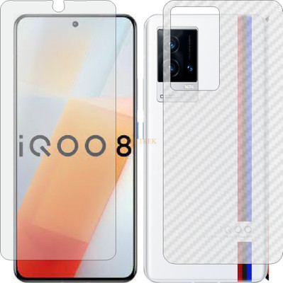 TELTREK Front and Back Tempered Glass for IQOO 8 (Front Matte Finish & Back 3d Carbon Fiber)(Pack of 2)