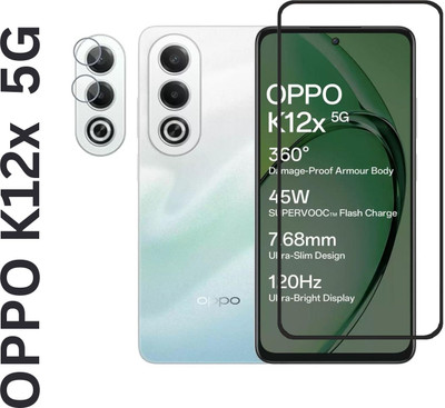 UVCARE Front and Back Tempered Glass for OPPO K12x 5G Tempered Glass Screen Protector with Camera Lens protector(Pack of 1)