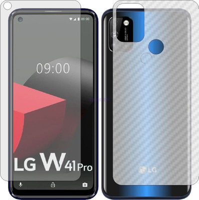 Fasheen Front and Back Tempered Glass for LG W41 (Front Matte Finish & Back 3d Carbon Fiber)(Pack of 2)