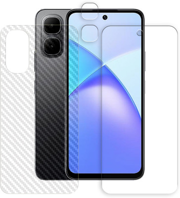 ARBAN Front and Back Tempered Glass for Infinix Smart 10 4G Tempered Glass Screen Protector | Anti-Scratch | Edge to Edge Full Coverage | 9H Hardness ( 1 FRONT SCREEN GUARD + 1 BACK CARBON FIBER SKIN + 1 CAMERA LENS PROTECTOR )(Pack of 1)
