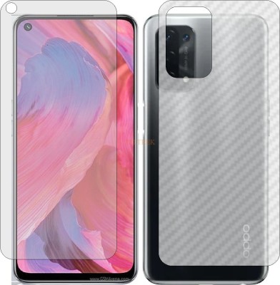 TELTREK Front and Back Tempered Glass for OPPO A74 5G (Front Matte Finish & Back 3d Carbon Fiber)(Pack of 2)