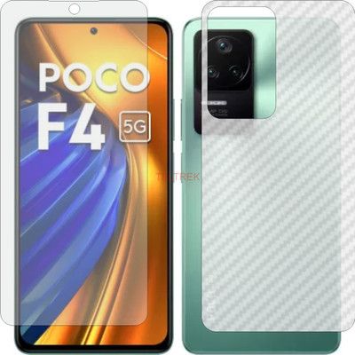 TELTREK Front and Back Tempered Glass for POCO F4 5G (Front Matte Finish & Back 3d Carbon Fiber)(Pack of 2)