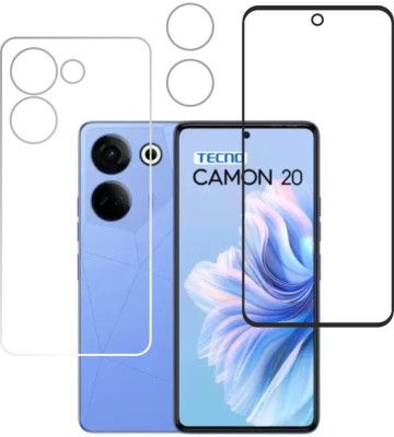DOWRVIN Front and Back Tempered Glass for TECNO CAMON 20 FRONT AND BACK , CAMERA LENS TEMPERED GLASS(Pack of 3)