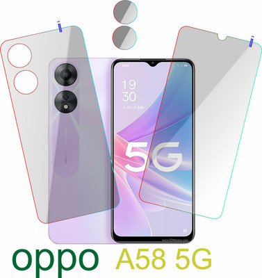 PONDRIK Front and Back Tempered Glass for OPPO A58 5G(Pack of 3)