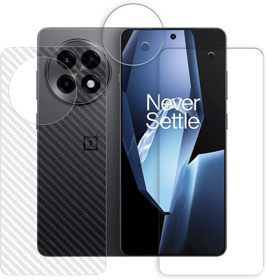SOMTONE Front and Back Tempered Glass for OnePlus Ace 5 5G Tempered Glass Screen Protector | Anti-Scratch | Edge to Edge Full Coverage | 9H Hardness (1 FRONT SCREEN GUARD + 1 BACK CARBON FIBER SKIN + 1 CAMERA LENS PROTECTOR)(Pack of 3)