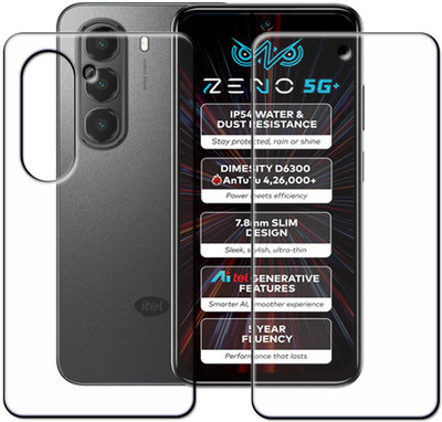 tombik Front and Back Tempered Glass for 22ssd-itel ZENO 5G+-fb,lens(Pack of 3)