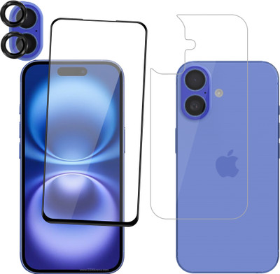 Ten To 11 Front and Back Tempered Glass for Apple iPhone 16, Apple iPhone 16 [With Rear Camera Lens Guard](Pack of 3)