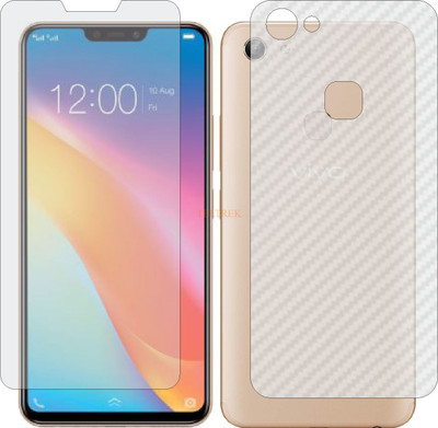TELTREK Front and Back Tempered Glass for VIVO Y81 1803 (Front Matte Finish & Back 3d Carbon Fiber)(Pack of 2)