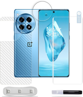 SOMTONE Front and Back Tempered Glass for OnePlus 12R 5G Tempered Glass Screen Protector ( 1 UV TEMPERED GLASS SCREEN PROTECTOR + 1 BACK CARBON FIBER SKIN + CAMERA LENS PROTECTOR )(Pack of 1)