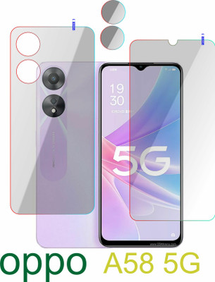 PONDRIK Front and Back Tempered Glass for OPPO A58 5G(Pack of 3)