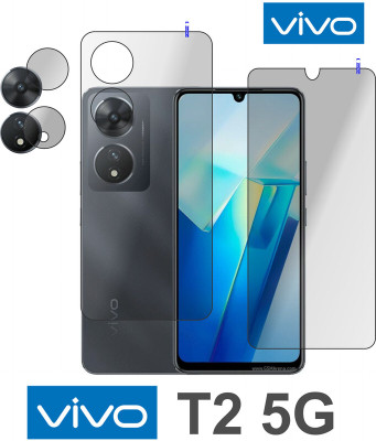 PONDRIK Front and Back Tempered Glass for vivo T2 5G(Pack of 3)