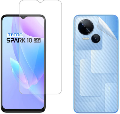 Vatsin Front and Back Tempered Glass for Tecno Spark 10 5G, Tecno Spark 10 5G [Back Carbon Fiber](Pack of 2)
