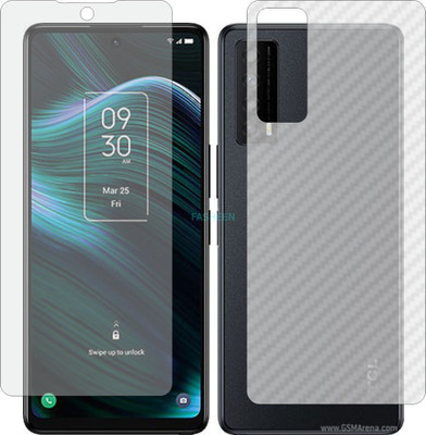 Fasheen Front and Back Tempered Glass for TCL STYLUS (Front Matte Finish & Back 3d Carbon Fiber)(Pack of 2)