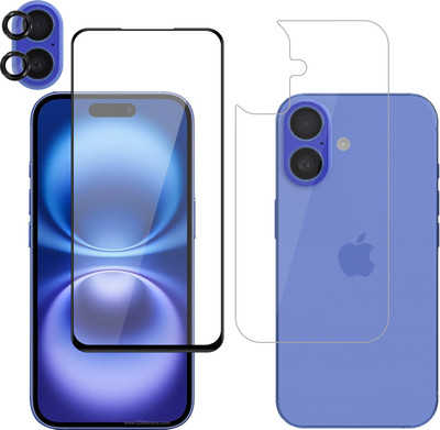Vatsin Front and Back Tempered Glass for Apple iPhone 16, Apple iPhone 16 [With Rear Camera Lens Guard](Pack of 3)