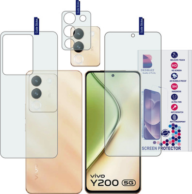 DESIBUZZ Front and Back Tempered Glass for vivo Y200 5G, (Flexible), vivo Y200 5G camera lens(Pack of 3)