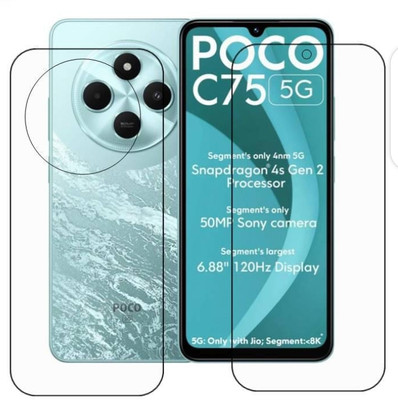 ZIDZEE Front and Back Tempered Glass for POCO C75 5G(Pack of 2)