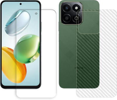 SOMTONE Front and Back Tempered Glass for Honor Play 60 Plus 5G (FRONT TEMPERED GLASS AND BACK CARBON FIBER SKIN PROTECTOR)(Pack of 1)