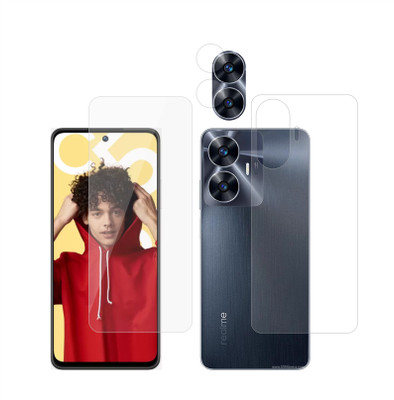 Ten To 11 Front and Back Tempered Glass for Realme C55, Realme C55 [With Rear Camera Lens Guard](Pack of 3)