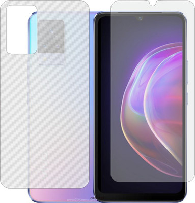 ZINGTEL Front and Back Tempered Glass for VIVO V21S (Front Matte Finish & Back 3d Carbon Fiber)(Pack of 2)