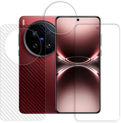 SOMTONE Front and Back Tempered Glass for vivo X200 Ultra 5G Tempered Glass Screen Protector | Anti-Scratch | Edge to Edge Full Coverage | 9H Hardness (1 FRONT SCREEN GUARD + 1 BACK CARBON FIBER SKIN + 1 CAMERA LENS PROTECTOR)(Pack of 1)