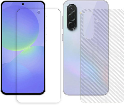 SOMTONE Front and Back Tempered Glass for Samsung Galaxy A36 5G Tempered Glass Screen Protector | Anti-Scratch | Edge to Edge Full Coverage | 9H Hardness (1 FRONT TEMPERED GLASS PROTECTOR + 1 BACK CARBON FIBER SKIN)(Pack of 1)