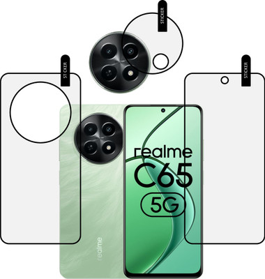 MOBKAVACH Front and Back Tempered Glass for Realme C65 5G WITH CAMERA LENS PROTECTOR(Pack of 3)