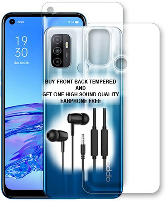 ARBAN Front and Back Tempered Glass for Oppo A53 FRONT BACK TEMPERED GLASS BUY AND GET EARPHONE FREE(Pack of 1)