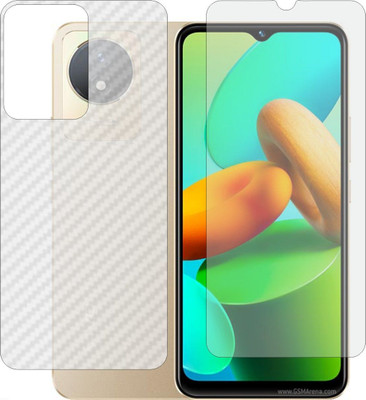 MOBART Front and Back Tempered Glass for Vivo Y02 t (Matte Front & Carbon Fiber Skin for Back)(Pack of 2)