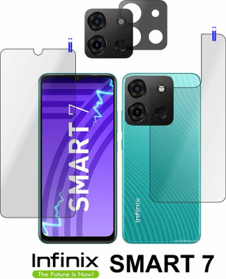 PONDRIK Front and Back Tempered Glass for Infinix SMART 7(Pack of 3)