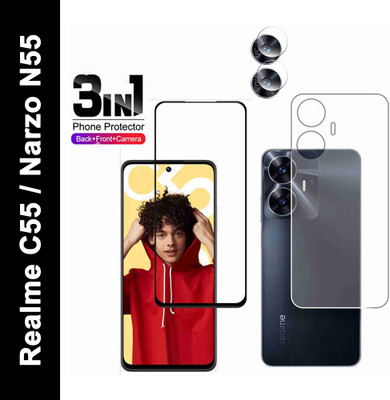 KANCHA Front and Back Tempered Glass for REALME C55:REALME NARZO N55(Pack of 3)