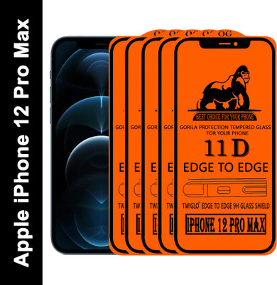 TWIGLO Edge To Edge Tempered Glass for apple IPHONE 12 PRO MAX(Pack of 5)