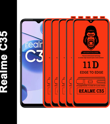 Laxdom Edge To Edge Tempered Glass for REALME C35(Pack of 5)