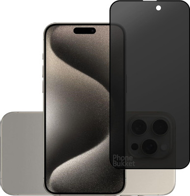 Bulkwala Impossible Screen Guard for Edge to Edge Privacy Tempered Glass for iPhone 15 Pro (6.1 Inch) with Easy Self Installation Kit | Black(Pack of 1)
