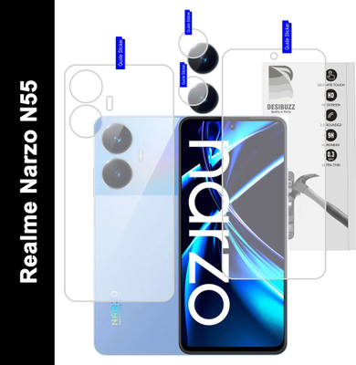 DESIBUZZ Front and Back Tempered Glass for realme narzo N55, {Flexible}, Camera Lens(Pack of 3)