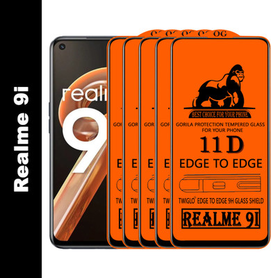 TWIGLO Edge To Edge Tempered Glass for REALME 9I(Pack of 5)