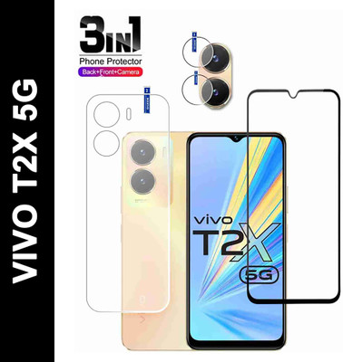 KANCHA Front and Back Tempered Glass for VIVO T2X 5G(Pack of 3)