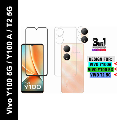 FINCH Front and Back Tempered Glass for VIVO Y100, VIVO T2 5G, VIVO Y100A(Pack of 3)