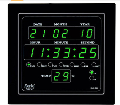 TIMEZONE Nano Glass for Ajanta Quartz Digital Green Led Square Wall Clock Olc - 302 - Copy (7)(Pack of 1)