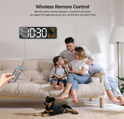 PrimeWatch Nano Glass for Digital Wall Clock with Remote Control, LED Display, Auto - Copy (5)(Pack of 1)