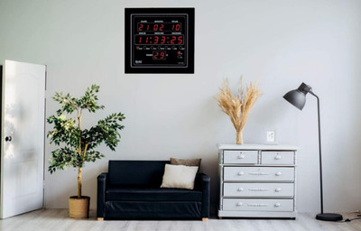 TIMEZONE Nano Glass for Ajanta Quartz Plastic Digital Red LED Abstract Rectangle Wall Clock - Copy (4)(Pack of 1)