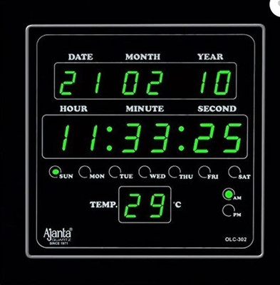 SSRB Nano Glass for Digital Green Led Square Wall Clock Olc - 302 (25.4 Cm X 25.4 Cm X 3.5 Cm)(Glass)1Q - Copy (12)(Pack of 1)