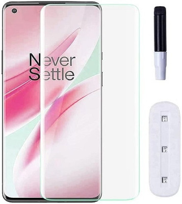 NIMMIKA ENTERPRISES Nano Glass for OnePlus 8(UV Adhesive Technology | Full-Screen Coverage | 9H Hardness Rating | Ultra-Thin Design | Oleophobic Coating | High-Transparency | Case-Friendly Design | Smooth Touch Experience)(Pack of 1)