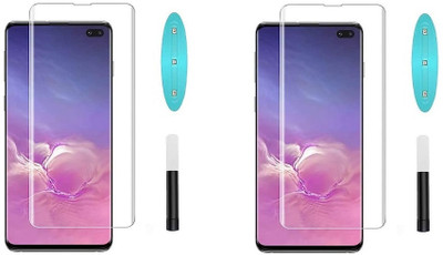 NIMMIKA ENTERPRISES Nano Glass for Samsung Galaxy S10 Plus(UV Adhesive Technology | Full-Screen Coverage | 9H Hardness Rating | Ultra-Thin Design | Oleophobic Coating | High-Transparency | Case-Friendly Design)(Pack of 2)