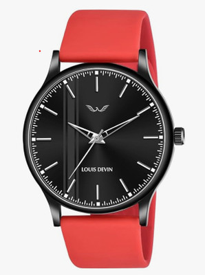 THJDG Nano Glass for LOUIS DEVIN Silicone Strap Analog Wrist Watch for Men (Red) LD-BK054 - Copy(Pack of 1)